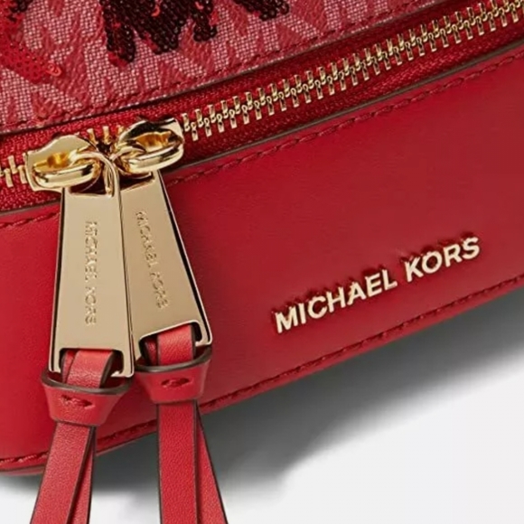 Michael Kors Rhea Logo XS Convertible Backpack Red - Picture 4 of 5